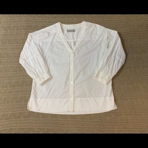 Everlane White Silky Cotton Lantern Top